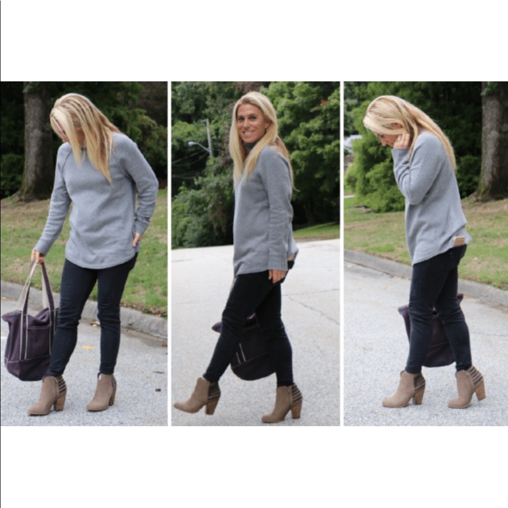 Taupe Woven Lace Back Chic Ankle Booties - Picture 6 of 6